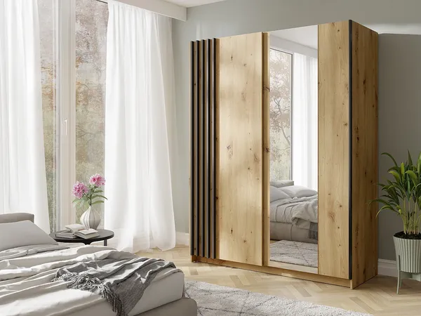 Vente-unique - CALELA Wardrobe and walk-in wardrobe Holz, Platte Beige - B 62 cm x H 198,5 cm x L 150,6 cm