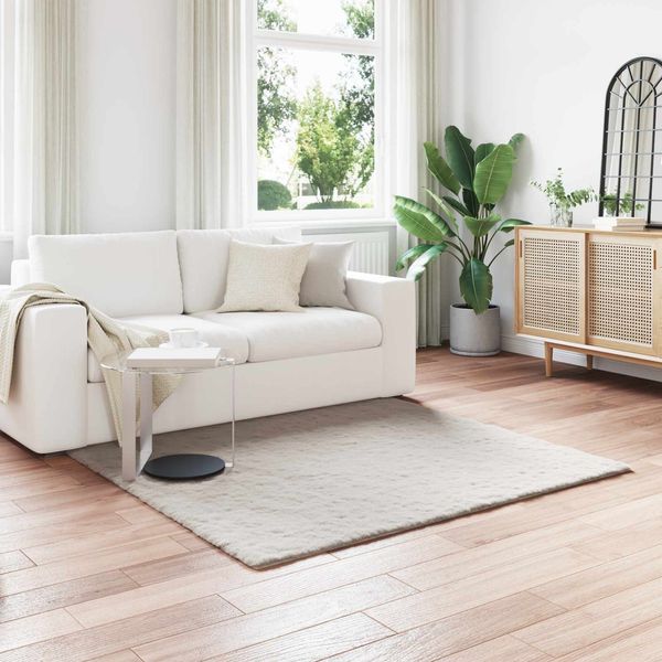 vidaXL Rutschfester Teppich aus Kunstkaninchenfell OLITE Beige 42021641