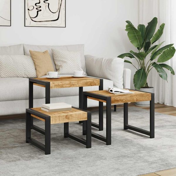 vidaXL Satztische 3 Stk. Massivholz Mango [247404]