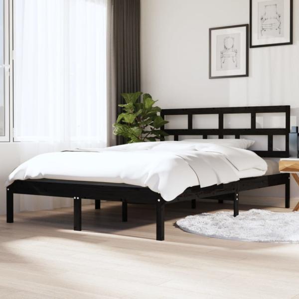 vidaXL Massivholzbett Schwarz 120x190 cm 4FT Small Double [3101192]