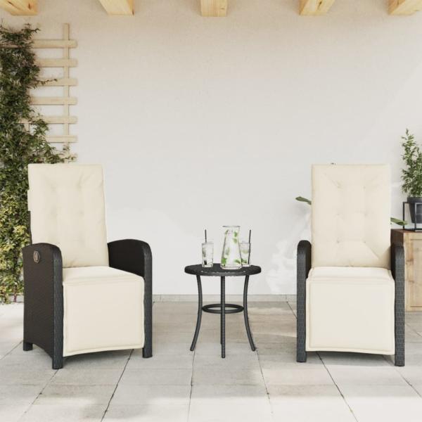 vidaXL Gartensessel mit Fußteil 2 Stk. Verstellbar Schwarz Poly Rattan 365192