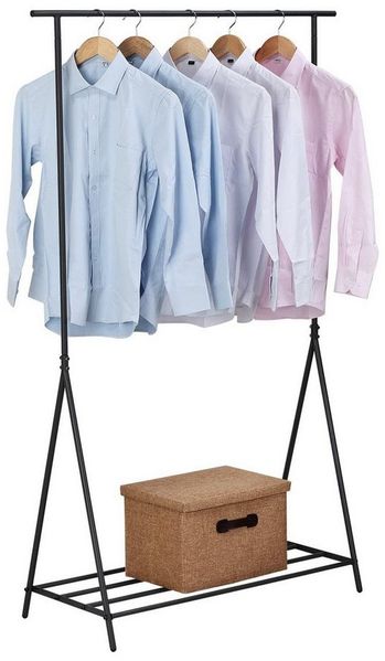 HomeGuru Kleiderständer Kleiderständer Weiß 100 x 40 x 160 cm, Metall mit Schuhablage, bis 20kg Bild 3
