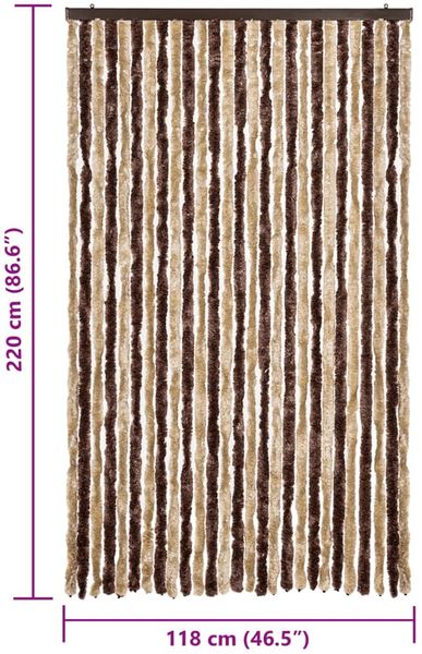 vidaXL Insektenschutz-Vorhang Beige und Hellbraun 118x220 cm Chenille 315122 Bild 7