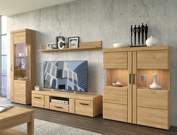 Wohnwand >Cortina< (4-teilig) in Grandson Eiche Dekor - 317x195x41 (BxHxT)