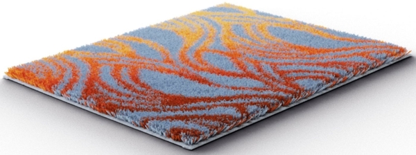 Grund Badematte Mayra, Höhe 20 mm, rutschhemmend beschichtet, fußbodenheizungsgeeignet, Polyacryl, rechteckig, Frisches Wellenmuster in lebendigen Farben, 5 Jahre Garantie