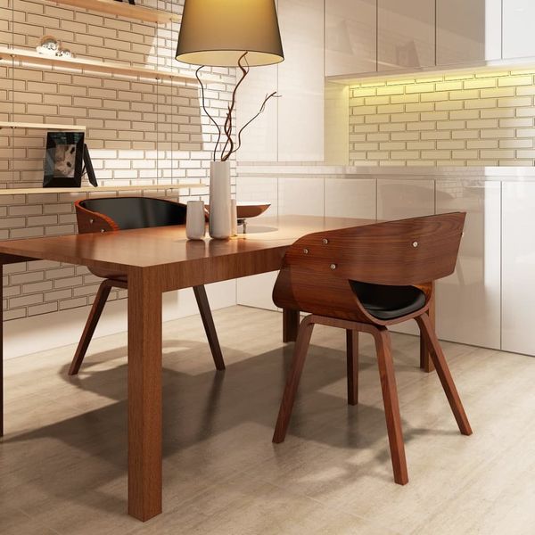 vidaXL Esszimmerstühle 2 Stk. Braun Bugholz und Kunstleder 270043