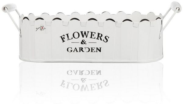 Sandra Rich Jardiniere FLOWERS & GARDEN Jardiniere Blumenkasten mit Griffen 32cm weiß
