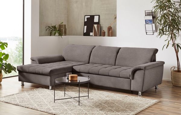 DOMO collection Ecksofa FRANZI zeitlos und elegant, moderne Sitzheftung, L-Form, wahlweise mit Kopfteilverstellung (dann Tiefe: 170 cm)