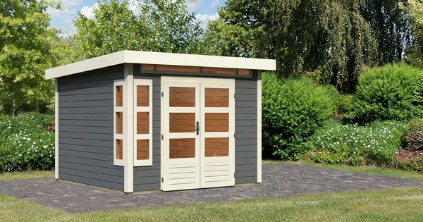 Gartenhaus Kastorf 6 - 274x274 cm, 28 mm Holz terragrau, Karibu