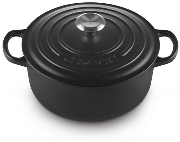 Le Creuset Signature Gusseisen-Bräter mit Deckel, Für alle Herdarten und Induktion geeignet, Rund, Schwarz, 20,0 cm, 2.4 Bild 3