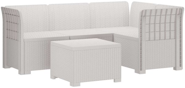 vidaXL 4-Sitzer Garten Sofa Rattan Look PP Weiß 3443996