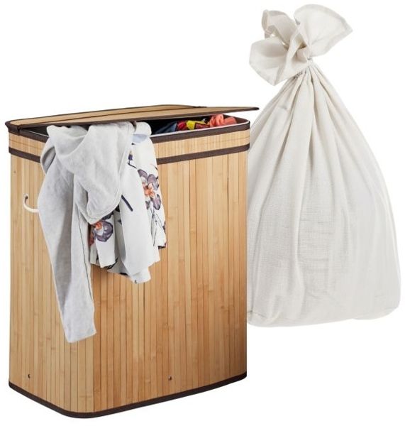 Bambus Wäschekorb mit 2 Fächern 10052217_126