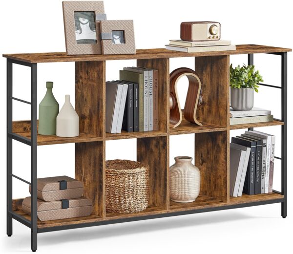 VASAGLE Regal mit 2 Ebenen, Bücherregal, Standregal mit 8 Fächern, für Wohnzimmer, Schlafzimmer