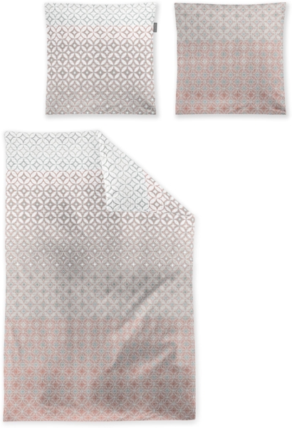 Irisette Easy Soft-Seersucker Bettwäsche 155x220 Kreise hellblau koralle 8614-50