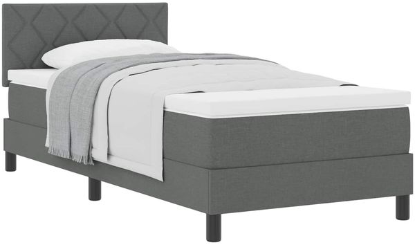 vidaXL Boxspringbett mit Kopfteil Dunkelgrau 90 x 200 cm Stoff 3338735 Bild 2