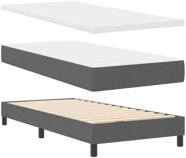 vidaXL Boxspringbett mit Kopfteil Dunkelgrau 90 x 200 cm Stoff 3338735 Bild 5