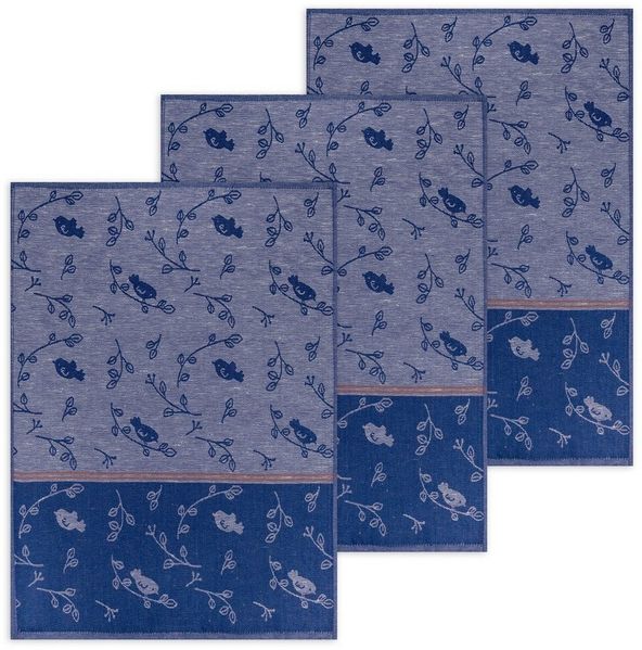 Kracht Geschirrtuch Piepmatz, (Set, 3-tlg, Set), 3er Pack Geschirrtücher (3 Stück), ca. 50 x 70 cm, Halbleinen Jacquard