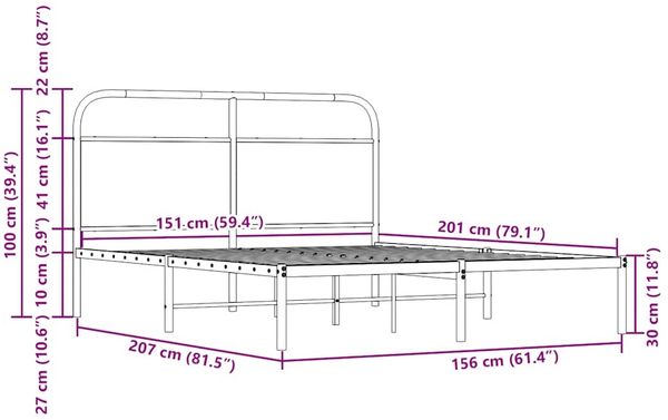 vidaXL Bettgestell ohne Matratze 150x200 cm Räuchereiche Holzwerkstoff 4100211 Bild 9