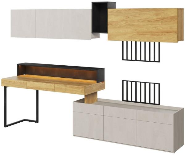 Kinderzimmer-Set Teen Flex 8-teilig Hickory Natur betonfarben Raw Steel