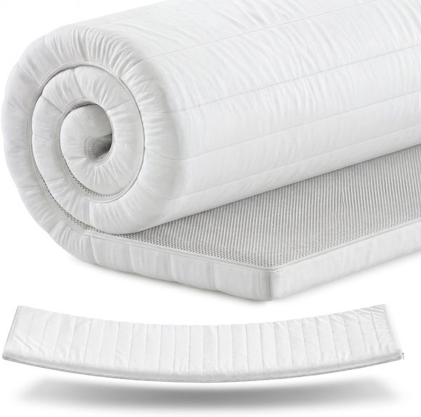 Mister Sandman Kaltschaum Topper Matratzenauflage 90×200 cm – Polyester Bezug, 5 cm, mittelfest & waschbar, Weiß