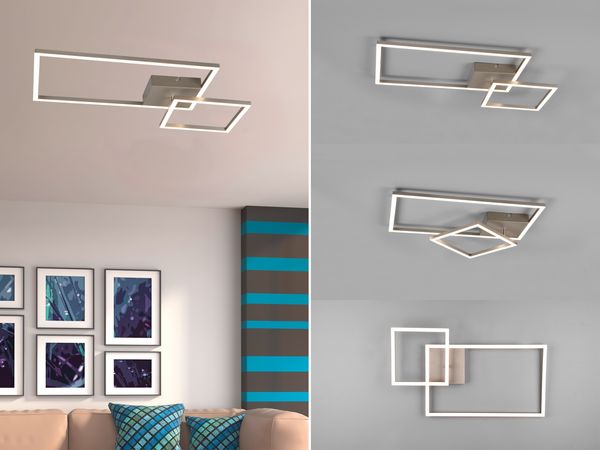 LED Deckenleuchte PADELLA Silber dimmbar Neutralweiß, Breite 63cm