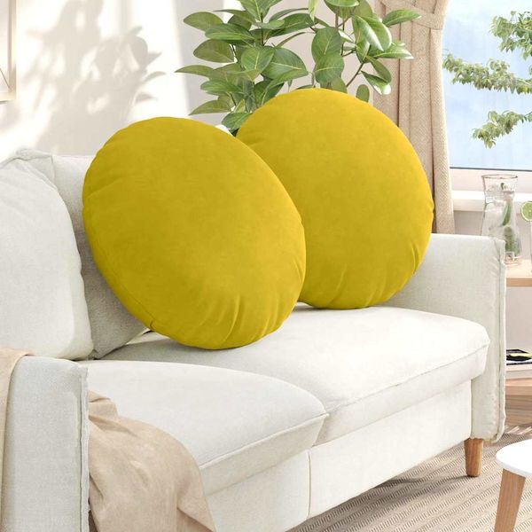 vidaXL Sitzkissen 2 pcs Gelb Ø 80 x 29 cm Samt 42014255