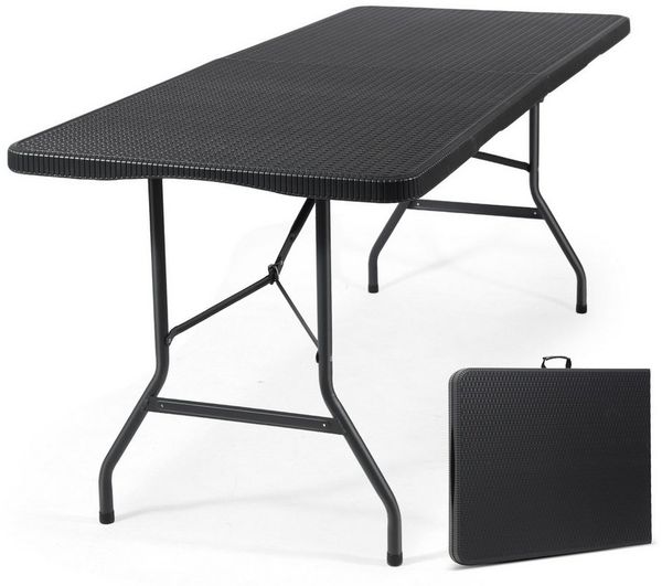 Sekey Bierzeltgarnitur Campingtisch Klappbar Partytisch Buffettisch Gartentisch Tragbar, 180 x 74 x 74 cm, für 6 Personen, Rattan Optik, bis 150kg