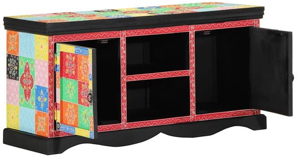 vidaXL TV-Schränk Mehrfarbig 100 x 35 x 50 cm Massivholz Mango 4017571