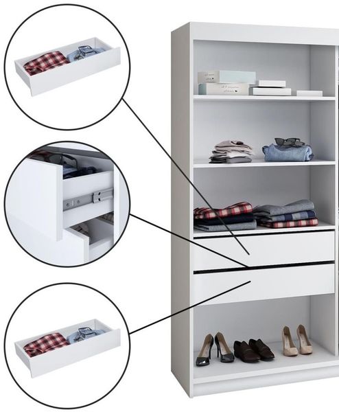 A&J MöbelLand Schwebetürenschrank IOSA 200 cm mit 4 Schubladen, und 3D Lamellen Bild 8