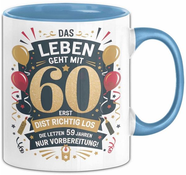 Trendation Tasse 60. Geburtstag Tasse Geschenkidee Das Leben Beginnt Mit 60