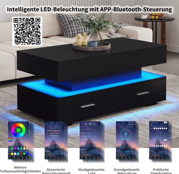 autolock Couchtisch hydraulisch höhenverstellbarer Couchtisch, mit LED-Beleuchtung Bild 2