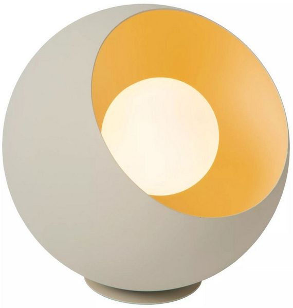 Licht-Erlebnisse Nachttischlampe TEYA, ohne Leuchtmittel, Metall rund Ø 20 cm cm Beige E27 Kugel Schirm