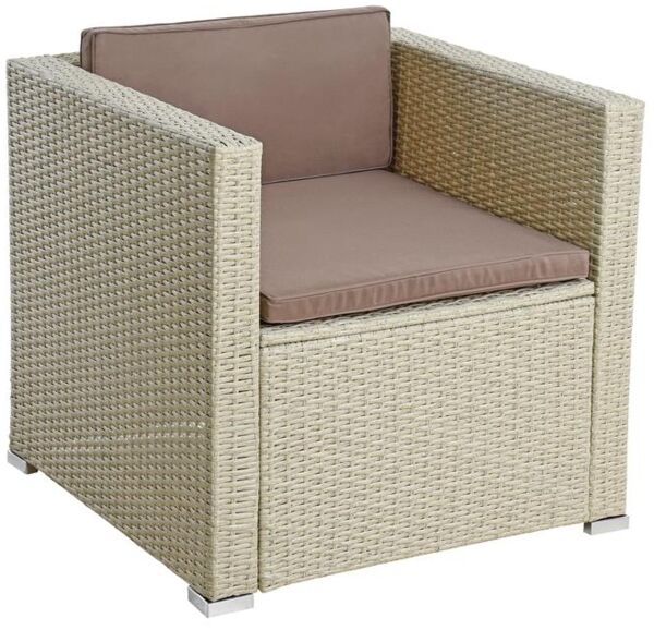 Polyrattan Loungesessel Gartensessel Rattan Sessel Gartenstuhl Rattanstuhl Beige