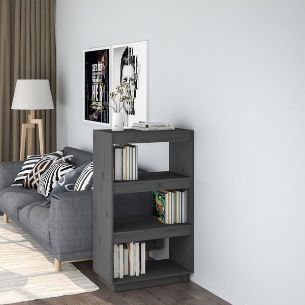 vidaXL Bücherregal/Raumteiler Grau 60x35x103 cm Massivholz Kiefer 810866