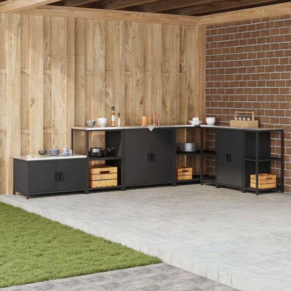 Küchenaufbewahrung, BuffetSchrank mit Regal Schwarz 60x50x92 cm Stahl