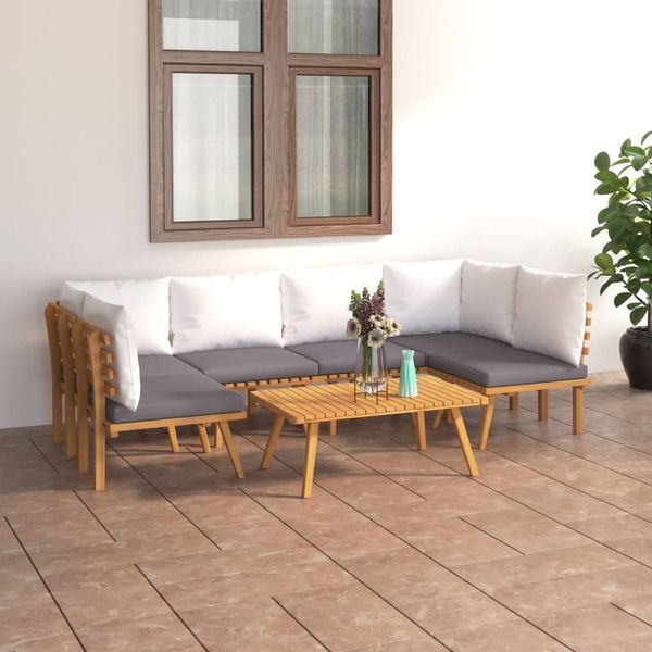 vidaXL 7-tlg. Garten-Lounge-Set mit Kissen Massivholz Akazie 3087024