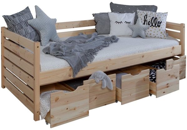 Funktionsbett "Naomi" 90x200 Kiefer massiv inkl. Schubkästen nach Wahl