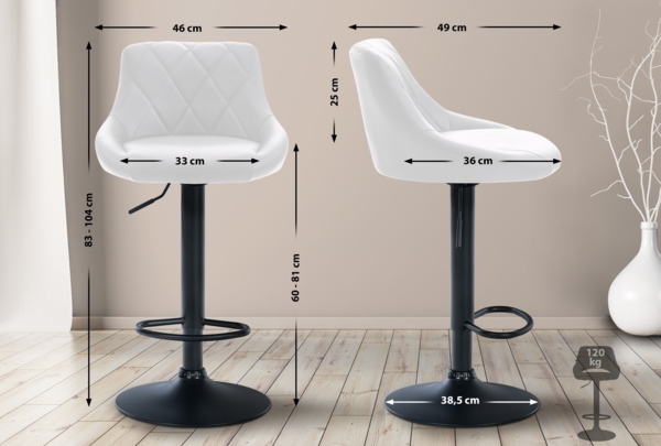 CLP Barhocker Lazio höhenverstellbar und 360 Grad drehbar,weiß schwarz Bild 2