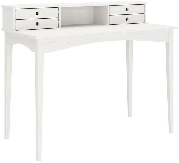 IDIMEX Schreibtisch MILANO, Home Office Tisch mit 4 Schubladen aus Massivholz weiß