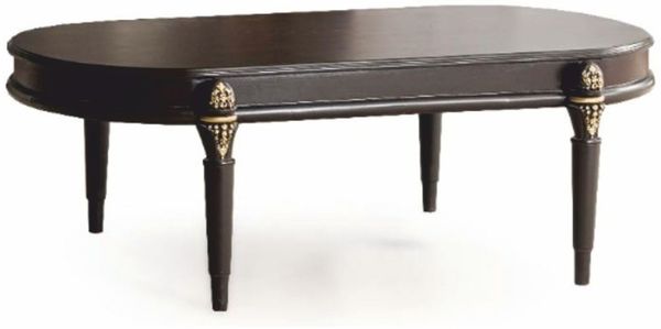 Casa Padrino Luxus Barock Couchtisch Dunkelbraun / Gold 128 cm - Barock Möbel