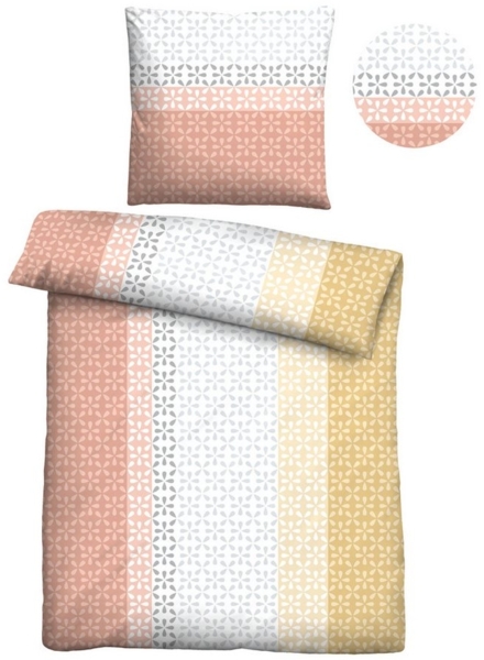 Traumhaft schlafen - Castell - Markenbettwäsche Mikrofaser Bettwäsche 0561118 LÄNGSSTREIFEN, gelb, 1x 135x200 cm + 1x 80x80 cm