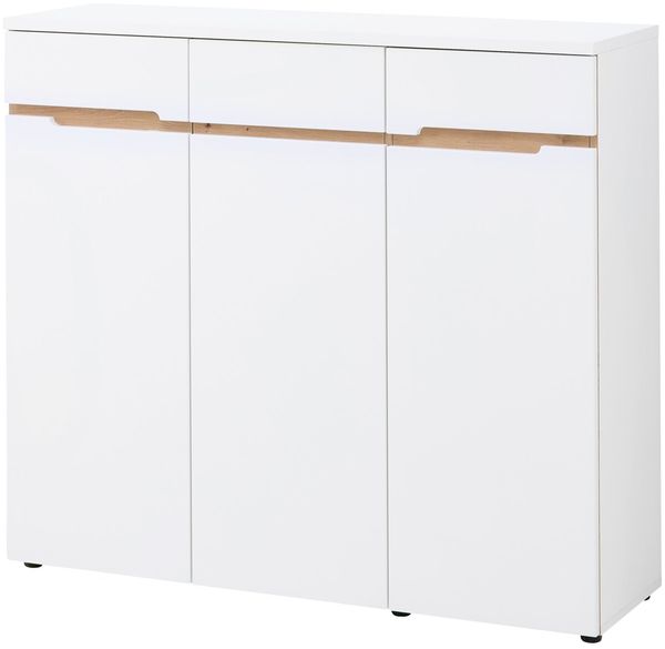 XORA 'MEMPHIS' Schuhkommode XL breit, Holznachbildung Weiß, 120 x 107 x 38 cm, mit Softclose