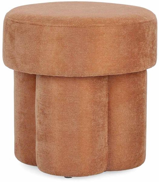 Hocker Adlenga aus Stoff, moderner Rundhocker, orange, komfortabel gepolstert, Bizzotto