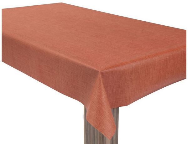 laro Tischdecke Wachstuchtischdecke Uni Leinen Terrakotta PVC Eckig