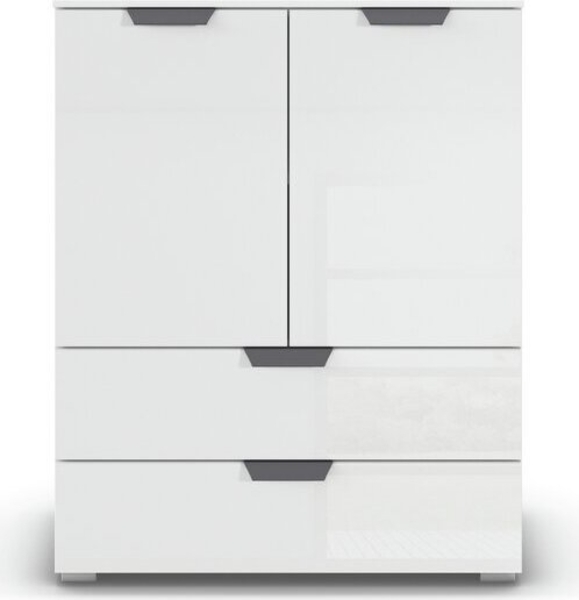 rauch Aditio Box, Kommode, 2-türig, 2 Schubladen, mit Glasfront, mit Softclose-Funktion, Farbe Weiß, BxHxT 80x100x42cm Bild 2