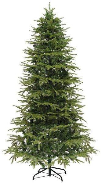 Salcar Künstlicher Weihnachtsbaum Tannenbaum Künstlich Bayerische Tanne, Mix aus PE Spritzguss & PVC, Bayerische Tanne, 210cm mit 1475 Spitzen, Schnellaufbau mit Klappsystem, mit Baumständer