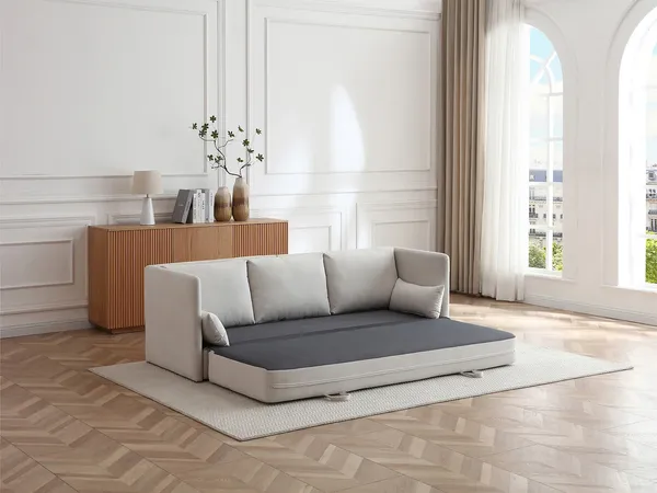 Vente-unique - GRECCO Sofa Stoff Beige - B 82 cm x H 84 cm x L 204 cm