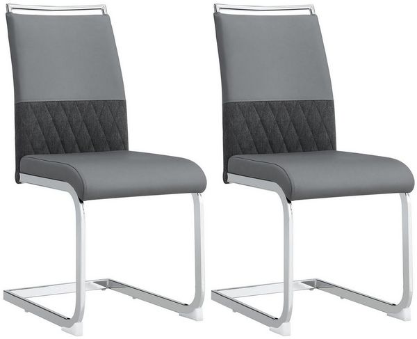 Flieks Freischwinger, 2er Set Polsterstuhl Esszimmerstuhl Kunstleder+Leinen
