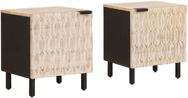 vidaXL Nachttisch 2 pcs Weiß 40 x 33 x 46 cm Massivholz Mango 4017861