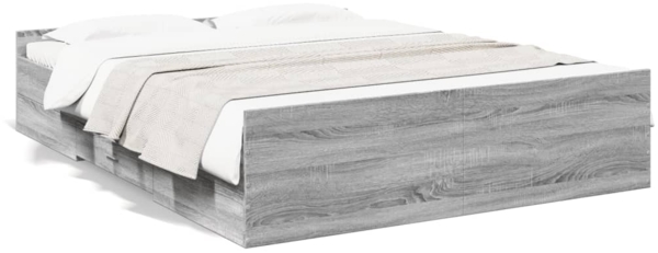 vidaXL Bettgestell mit Schubladen Grau Sonoma 150x200 cm Holzwerkstoff 3280291